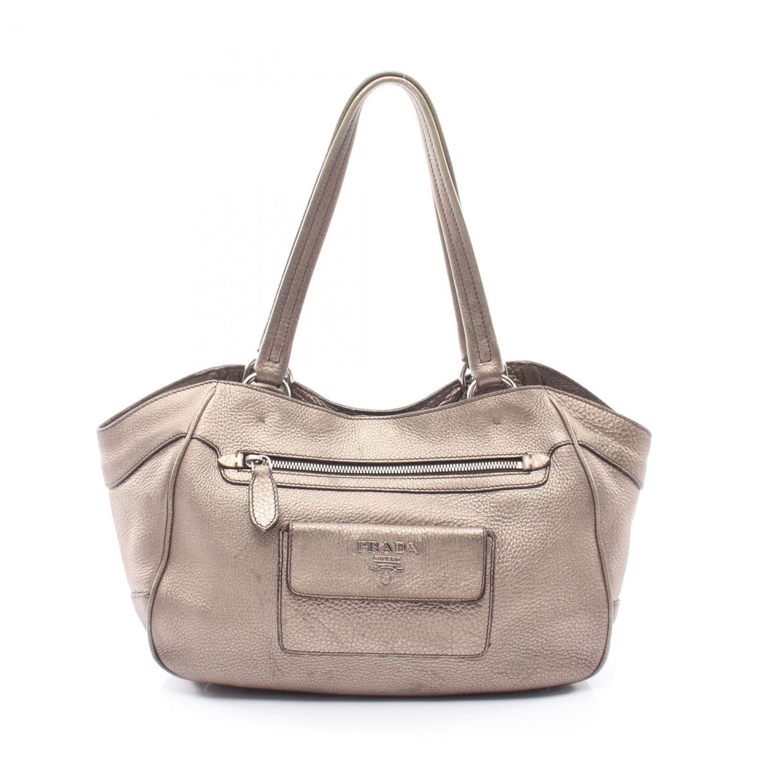 Prada PRADA Tote Bag VIT.DAINO BR3601 Metallic Gold Leather Shoulder Bag Ladies Used B