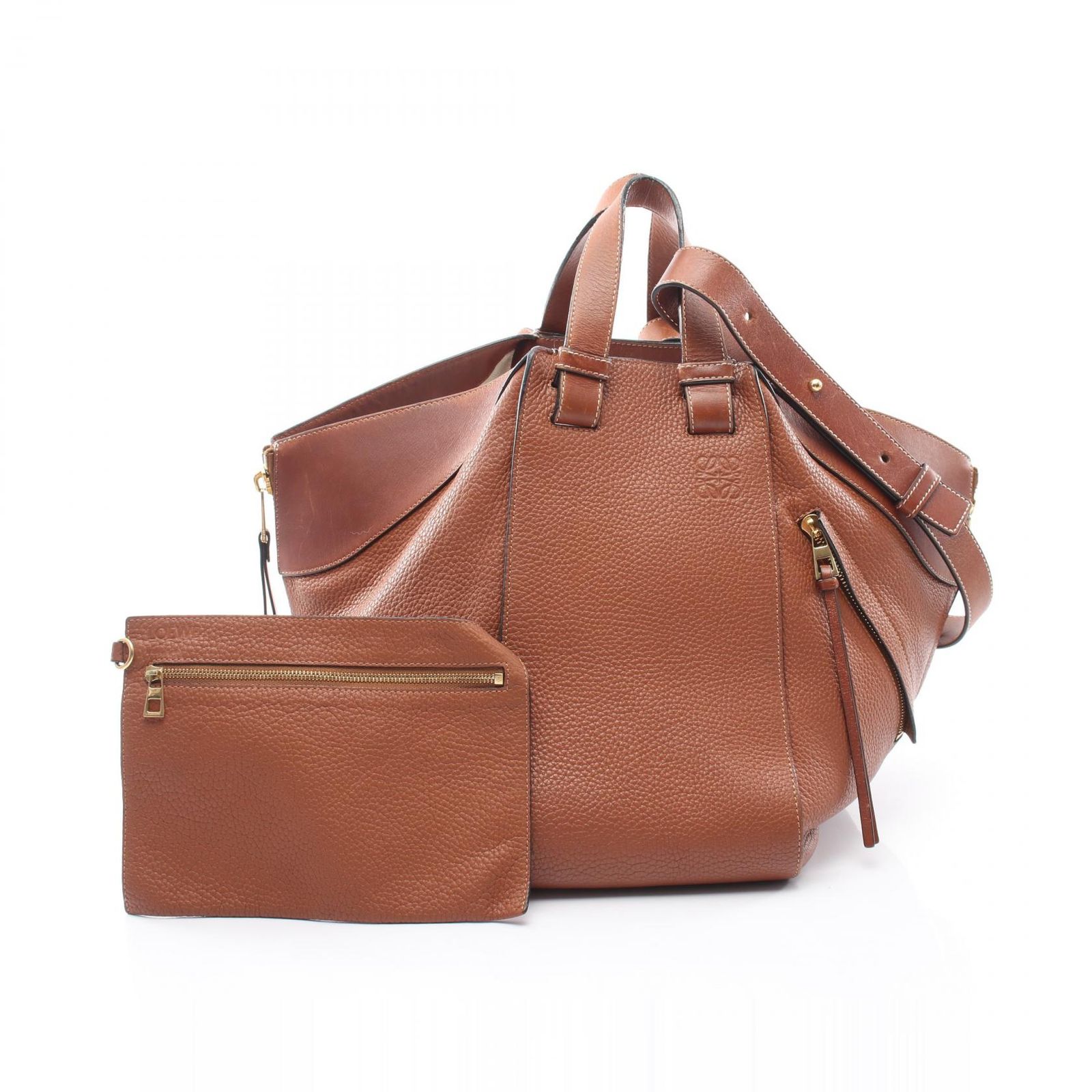 ロエベ LOEWE ハンドバッグ HAMMOCK MEDIUM ハンモック ミディアム 2WAY ブラウン レザー ハンモック ミディアム レディース Used B