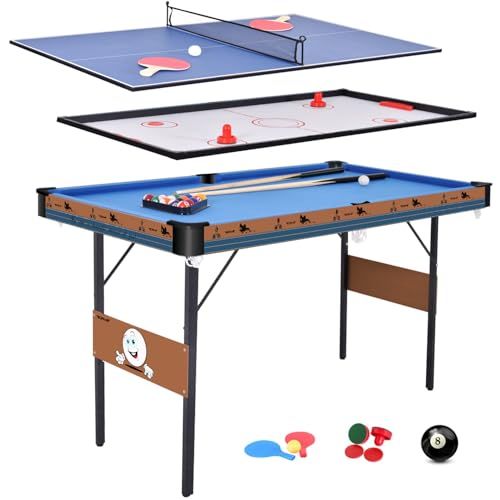 OYE 3 in1 5.5フィート テーブルサッカー ビリヤード ホッケー 家庭用 スヌーカーテーブル 遊具付き 横幅約140cm テーブルゲームセットJu f99f39af