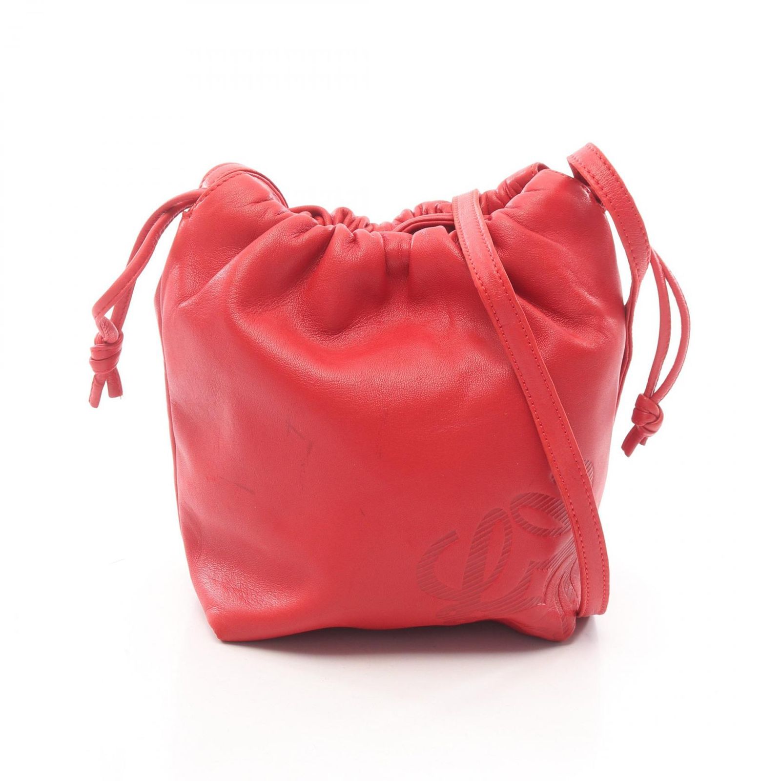 ロエベ LOEWE ショルダーバッグ アナグラム 巾着バック レッド その他 アナグラム 巾着バック レディース Used B