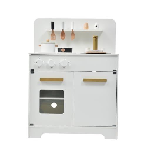 おままごと キッチンセット 木製 調理器具付き 台所 おもちゃ 収納付き 知育玩具 誕生日プレゼント 子供用 ミニキッチン キッズギフト (ホワイト)Ju 12a4049c