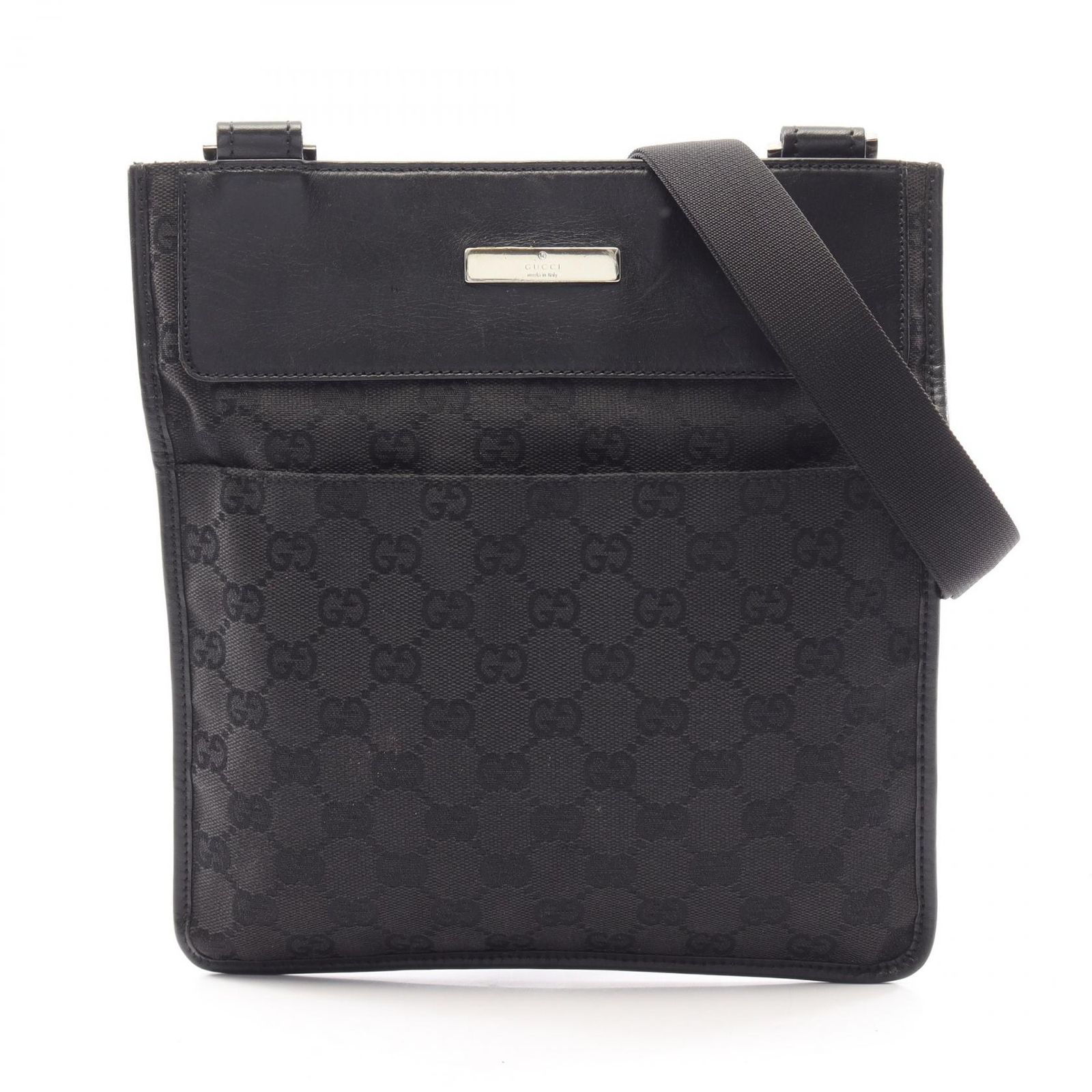 グッチ GUCCI ショルダーバッグ GGキャンバス 27639 ブラック キャンバス レザー ショルダーバッグ レディース Used B