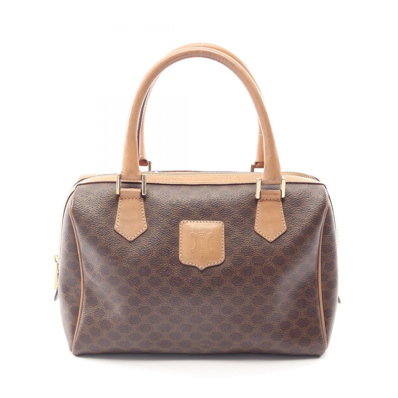 セリーヌ CELINE ハンドバッグ マカダム ブラウン/ダークブラウン PVCコーティングキャンバス レザー マカダム ミニボストン レディース Used B
