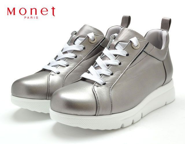 モネ Monet 243403 厚底ソールスニーカー 厚底スニーカー レディーススニーカー 厚底靴 ボリュームソール 4E 幅広 日本製 天然皮革 レザー 本革 履きやすい 歩きやすい 疲れにくい ゆったり 柔らかい 婦人 靴 エタン