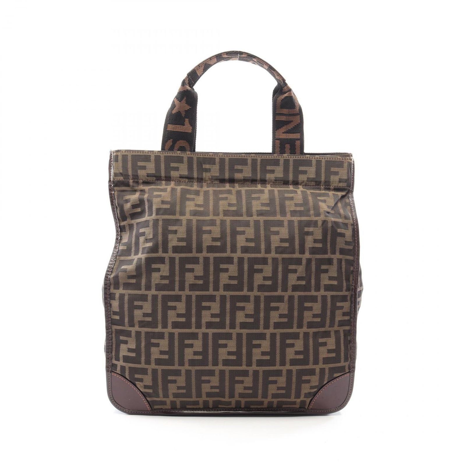 フェンディ FENDI トートバッグ ズッカ 折りたたみ 26555 ブラウン/ダークブラウン キャンバス レザー ズッカ ハンド レディース Used B