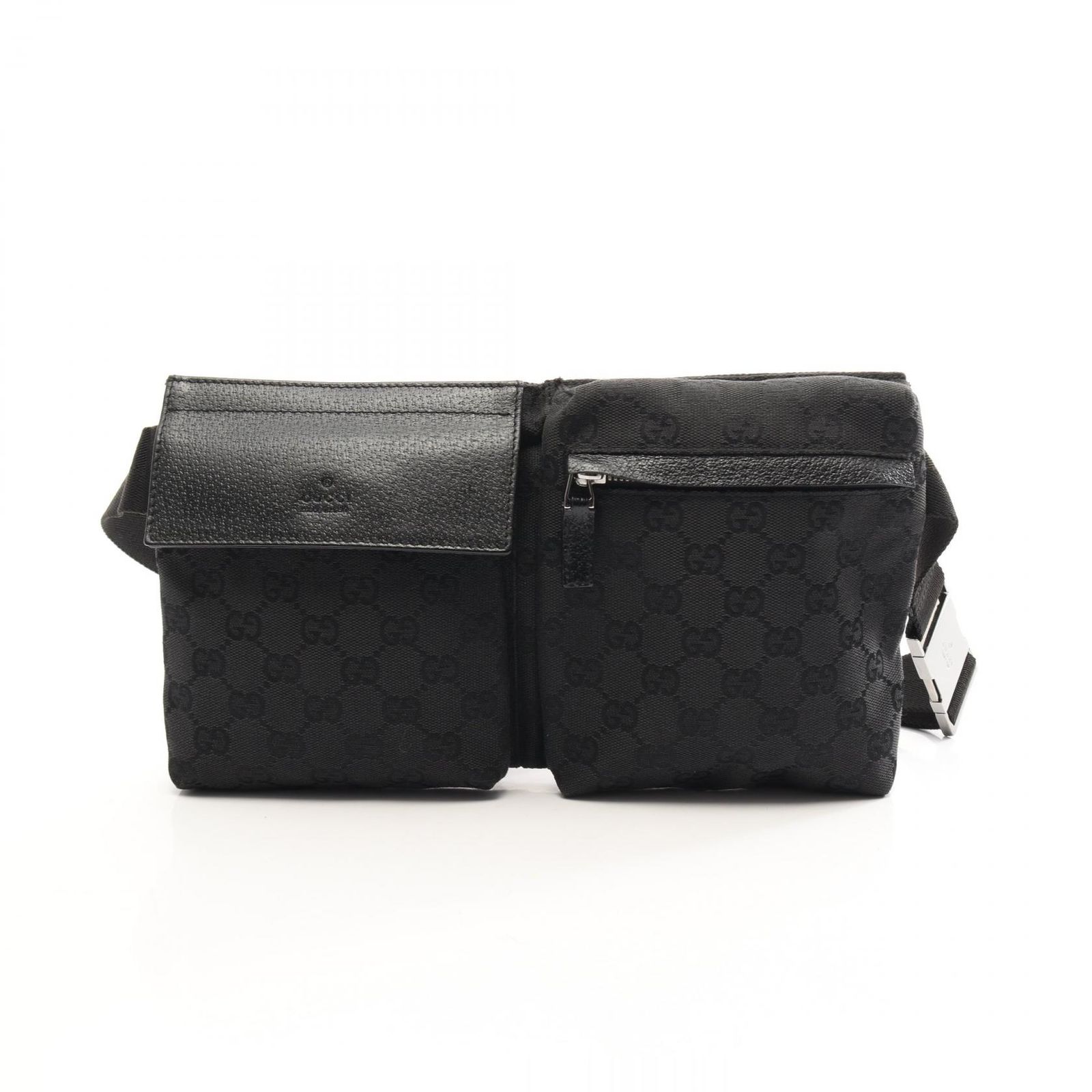 グッチ GUCCI ウエストバッグ ボディバッグ GGキャンバス 28566 ブラック キャンバス レザー ウエストバッグ ユニセックス Used B
