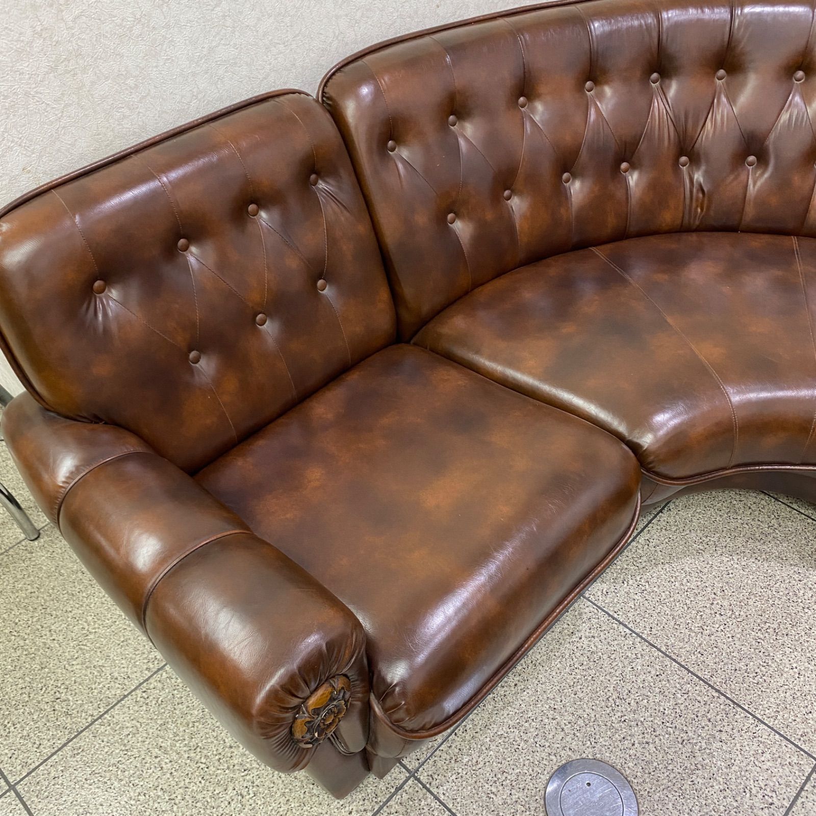 ✨引き取り限定✨ヴィンテージ カリモク家具 コーナーソファ 1人用