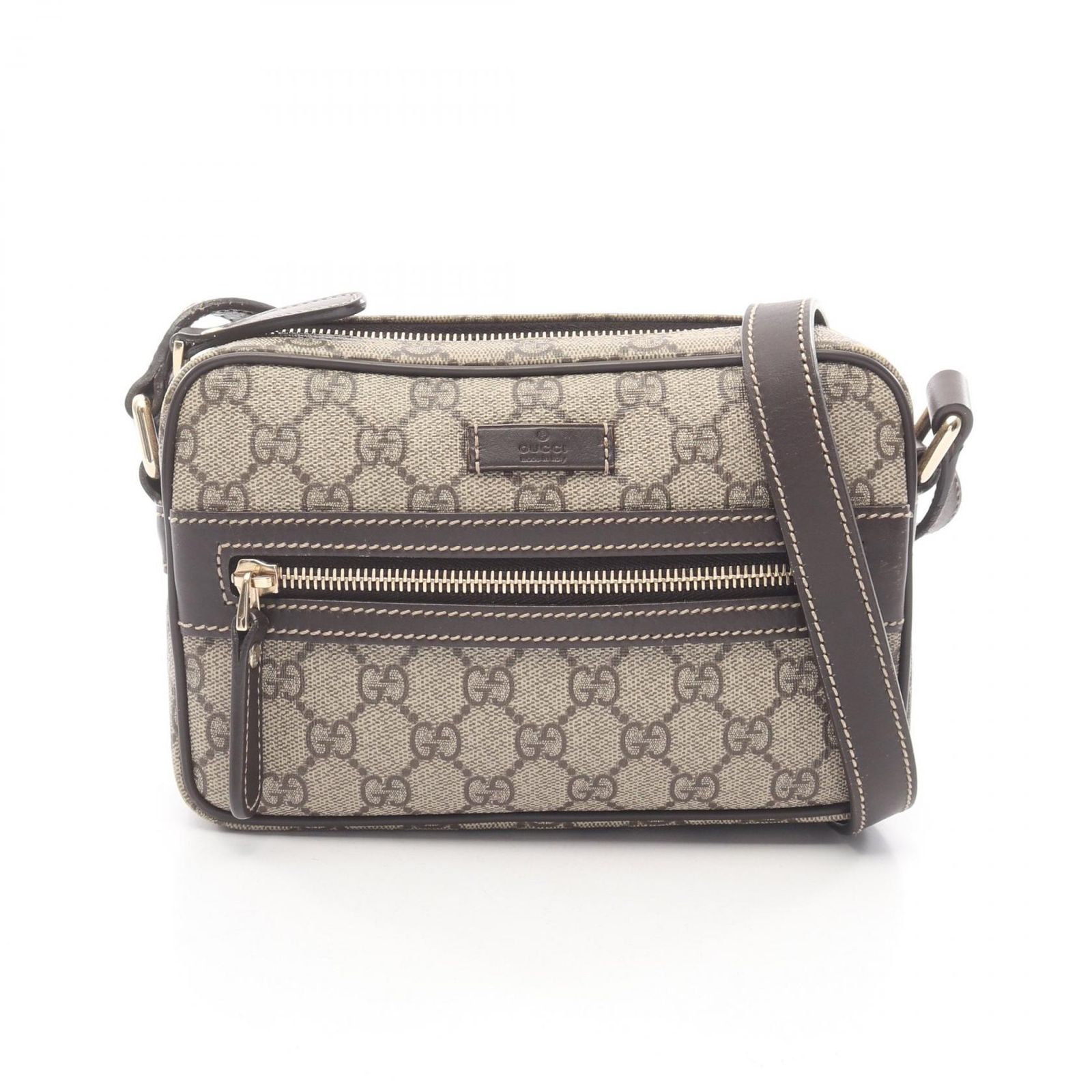 グッチ GUCCI ショルダーバッグ GGスプリーム 201447 ベージュ PVCコーティングキャンバス レザー ショルダーバッグ レディース Used B