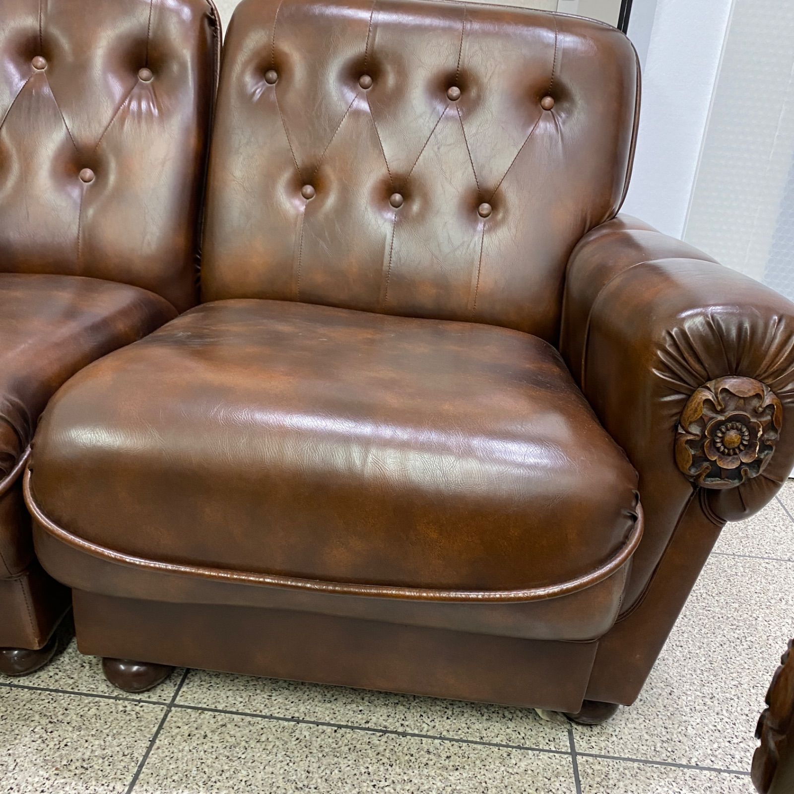 ✨引き取り限定✨ヴィンテージ カリモク家具 コーナーソファ 1人用
