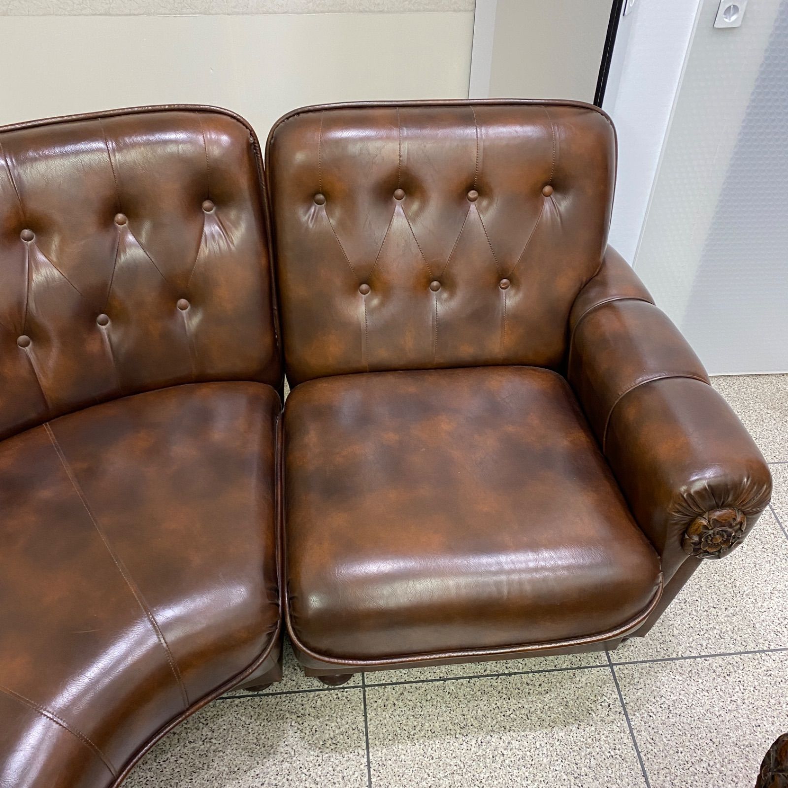 ✨引き取り限定✨ヴィンテージ カリモク家具 コーナーソファ 1人用