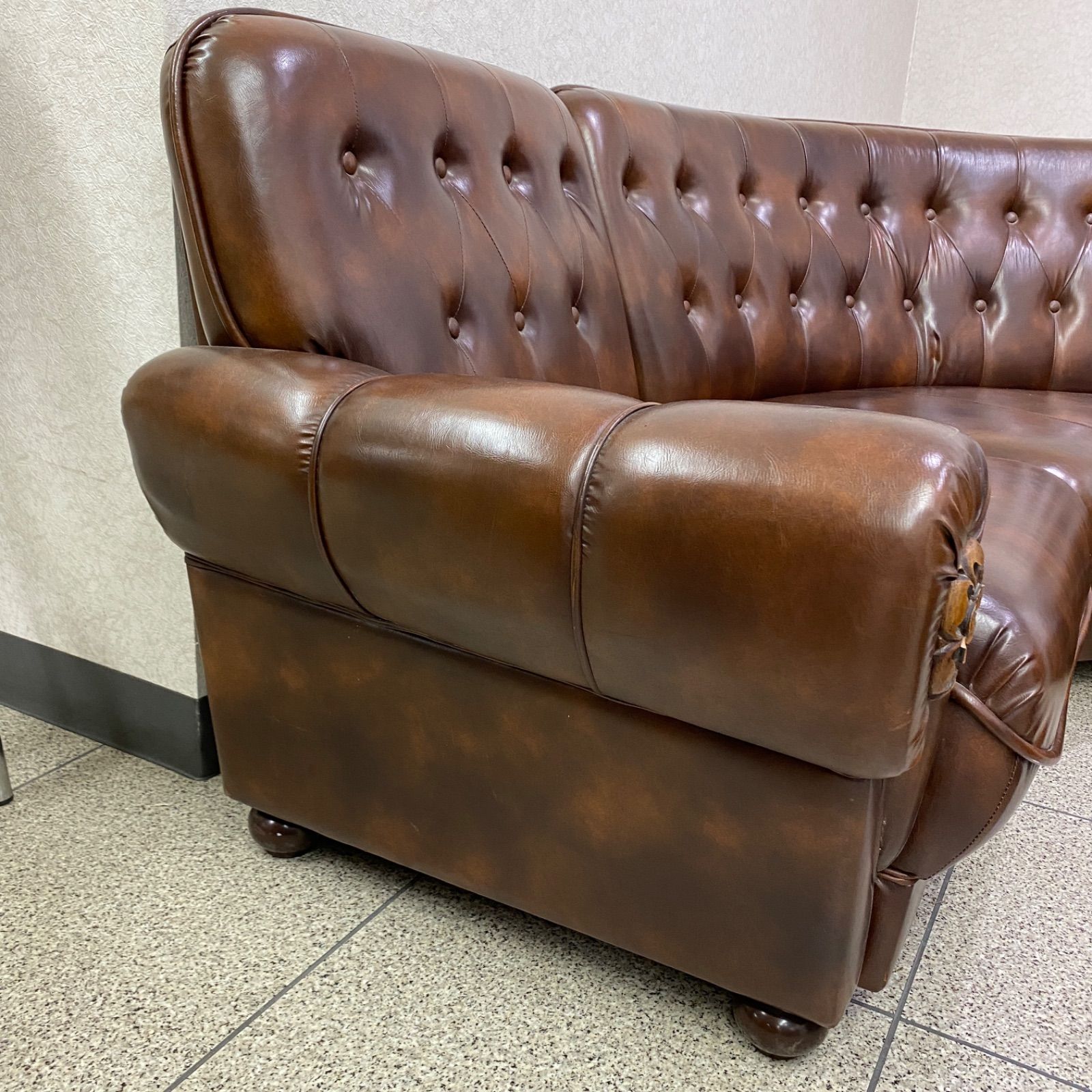 ✨引き取り限定✨ヴィンテージ カリモク家具 コーナーソファ 1人用