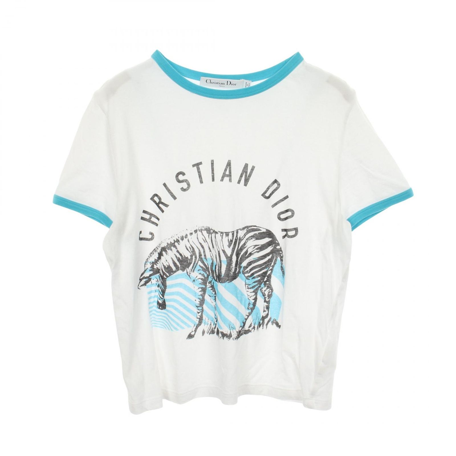 ディオール Dior 半袖Tシャツ ロゴ シマウマ コットン Tシャツ レディース Used B