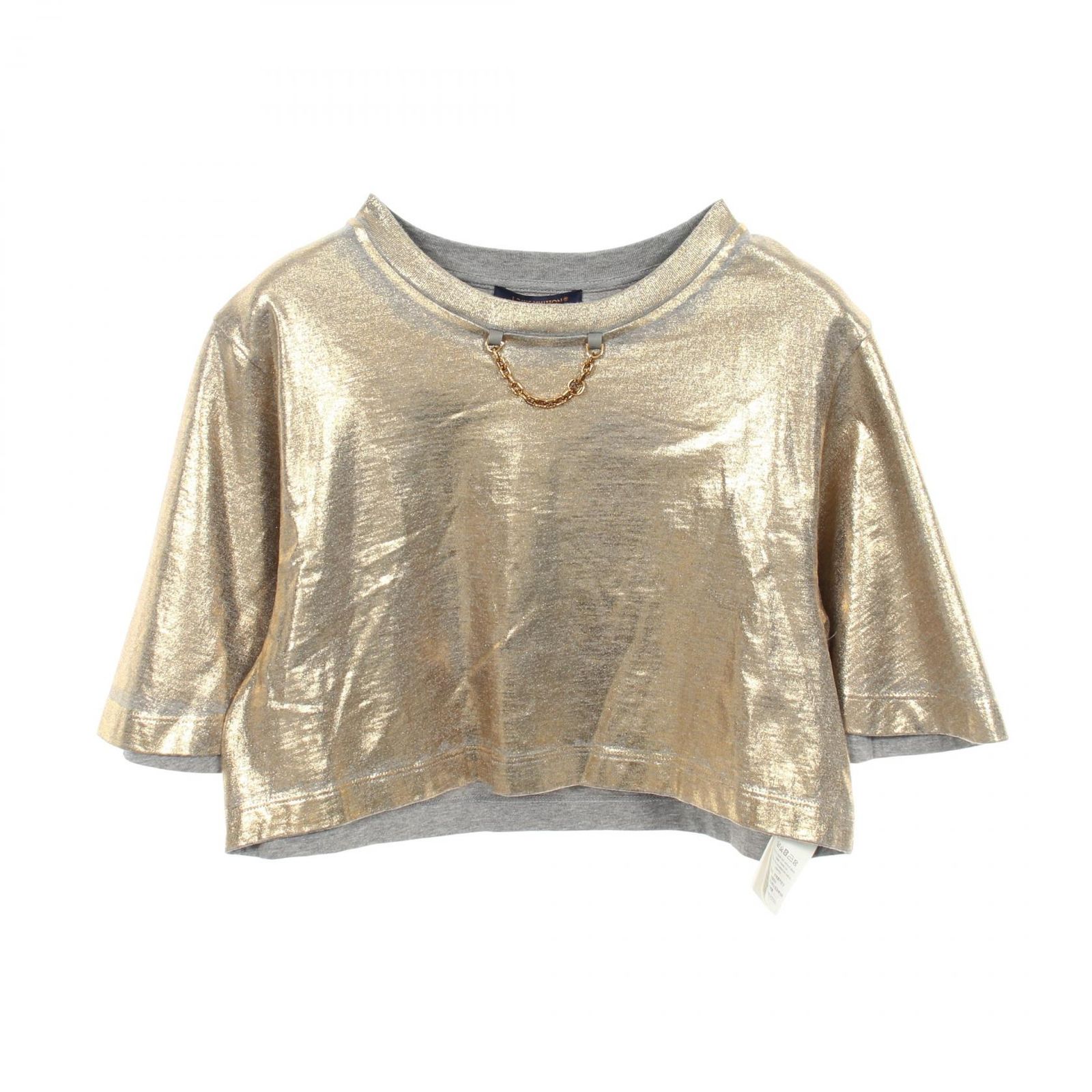 ルイ・ヴィトン LOUIS VUITTON 半袖Tシャツ チェーン付き クロップド RW231W PR6 FOTS21 コットン Tシャツ レディース Used A