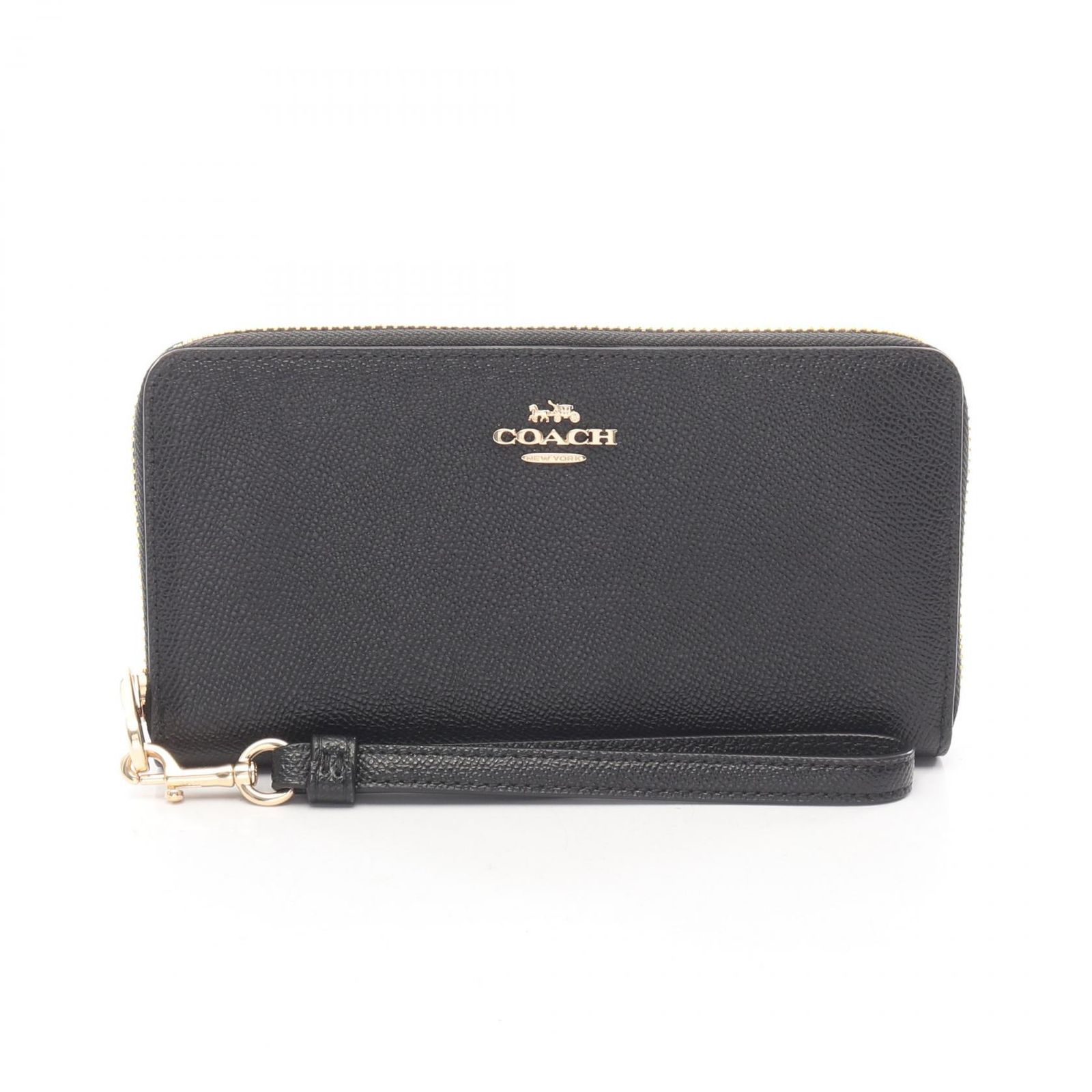 コーチ COACH ラウンド長財布 ロングジップアラウンド C3441 ブラック レザー ラウンド長財布 ストラップ付 レディース Used A