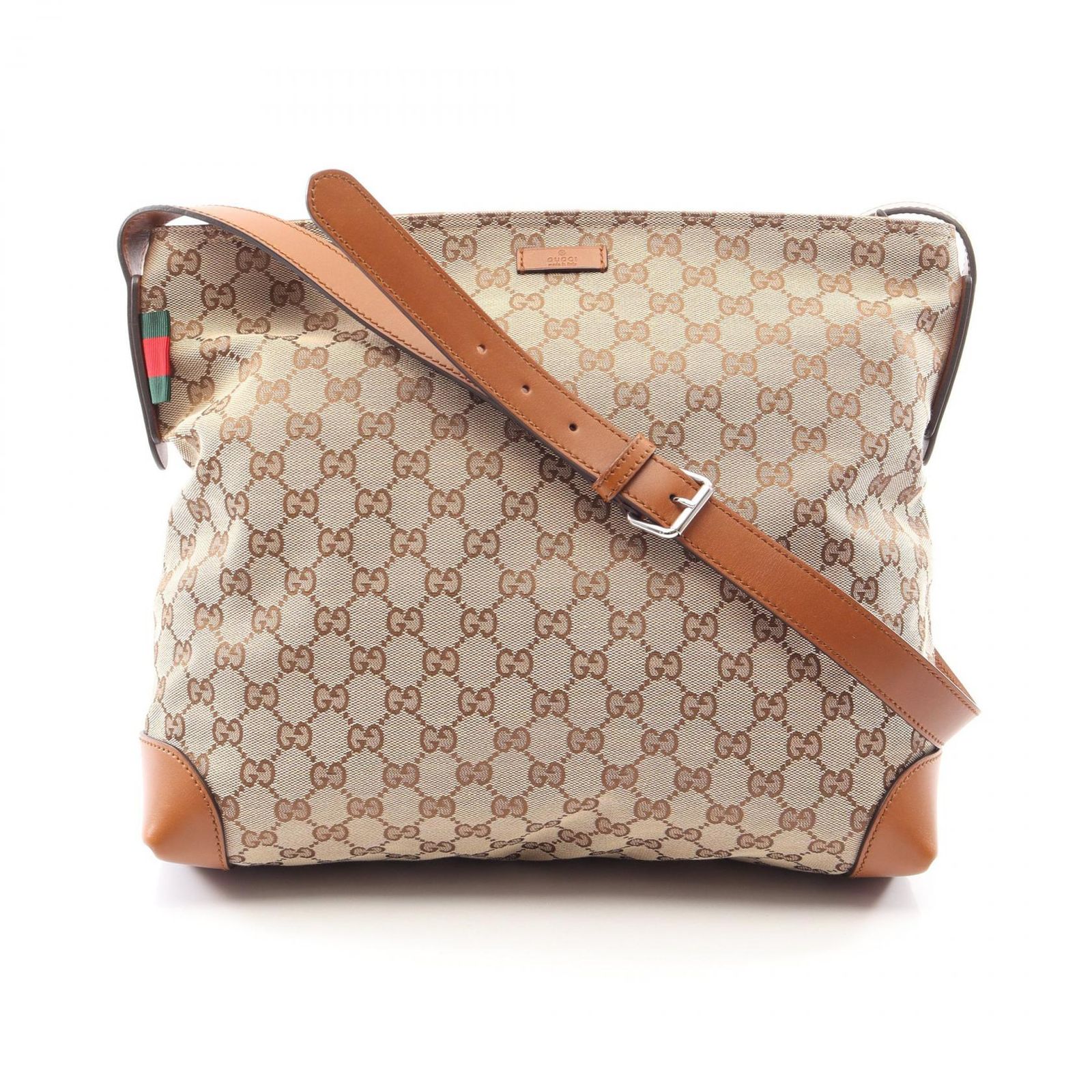 グッチ GUCCI ショルダーバッグ Gキャンバス シェリーライン 308930 ベージュ/ブラウン キャンバス レザー GGキャンバス ショルダーバッグ レディース Used A