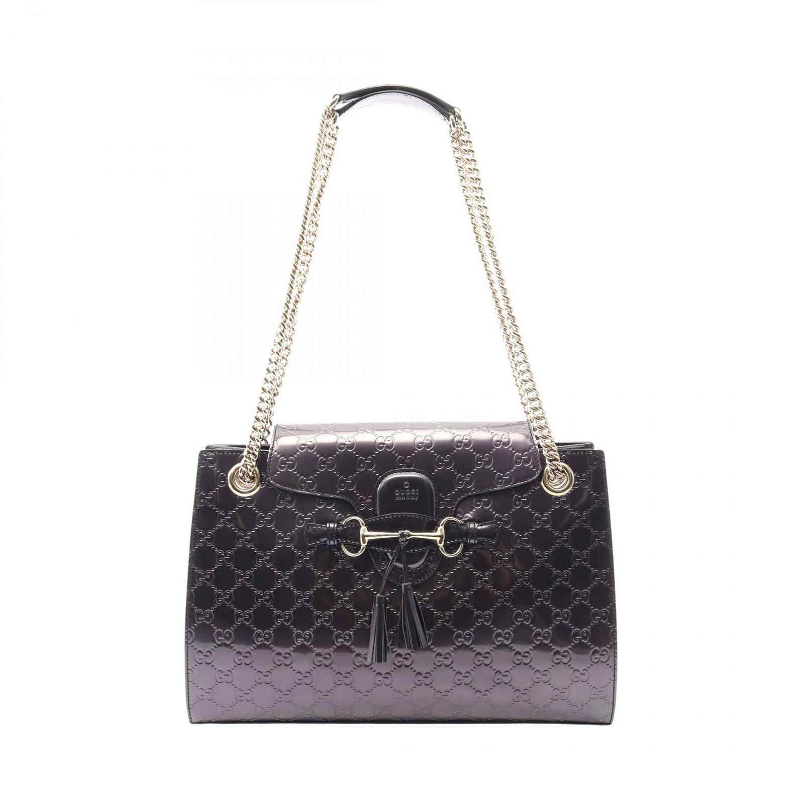 グッチ GUCCI ショルダーバッグ EMILY エミリー グッチシマ 295403 メタリックパープル レザー グッチシマ エミリー ホースビット ラージ チェーンショルダー レディース