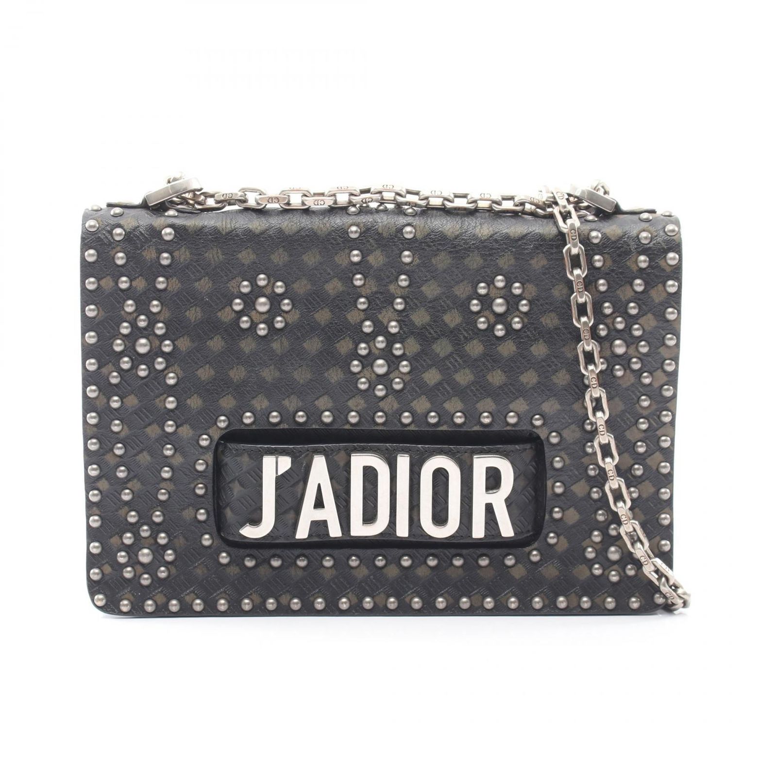 ディオール Dior ショルダーバッグ J'ADIOR 2WAY スタッズ ブラック レザー ジャディオール スタッズ 2wayチェーンショルダー レディース Used B