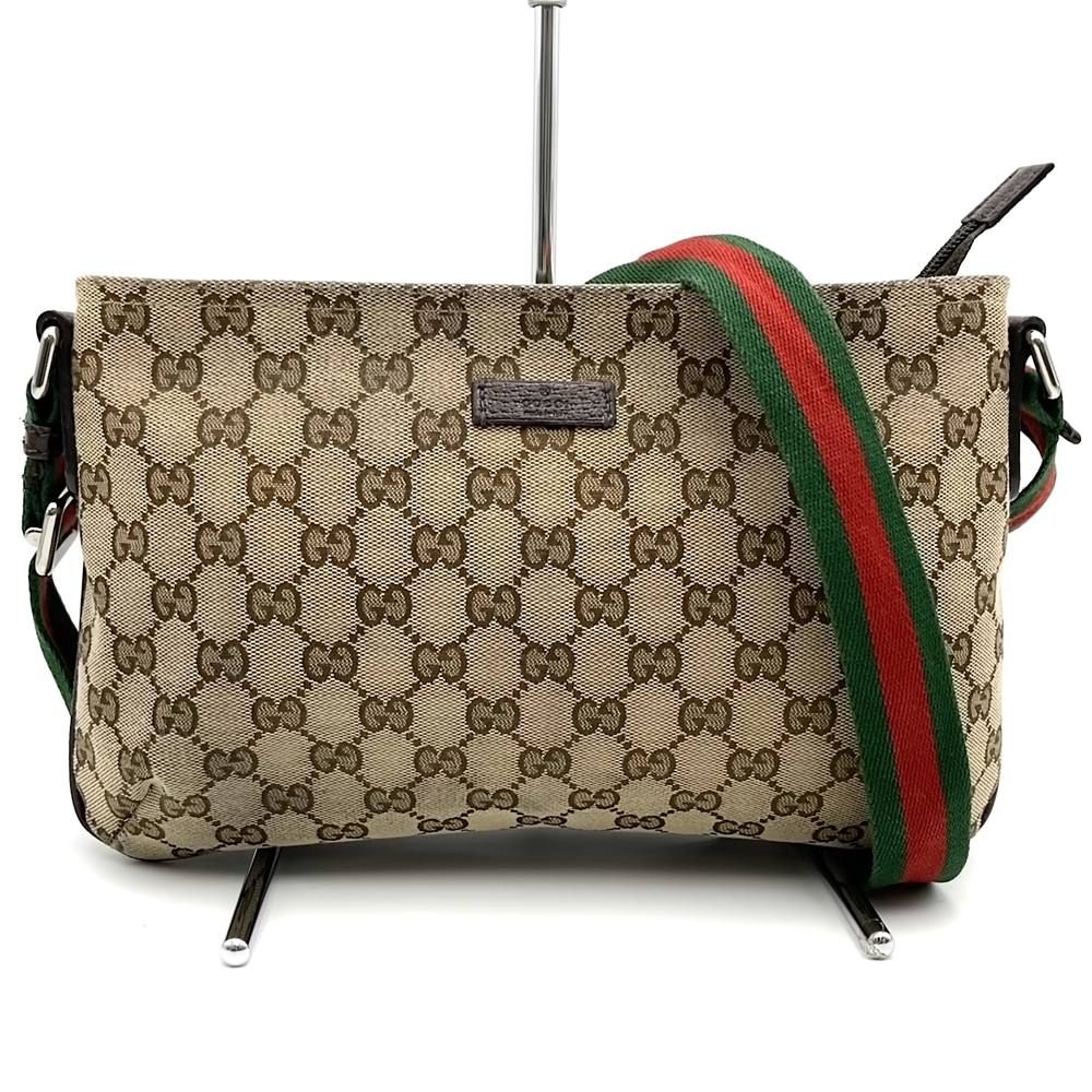 GUCCI グッチ 189749 GGキャンバス シェリー ショルダーバッグ レザー ブラウン レディース