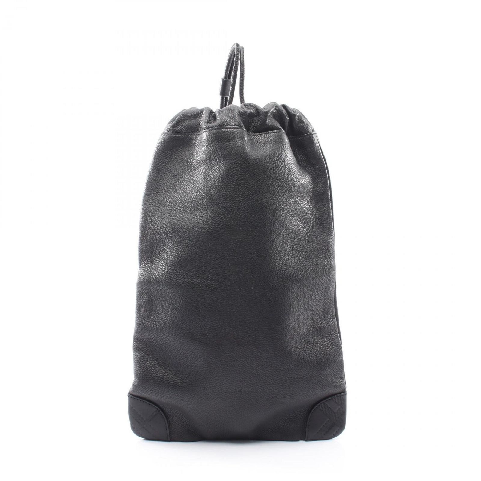 バーバリー BURBERRY ショルダーバッグ ドローストリング ブラック レザー 巾着バッグ レディース Used A
