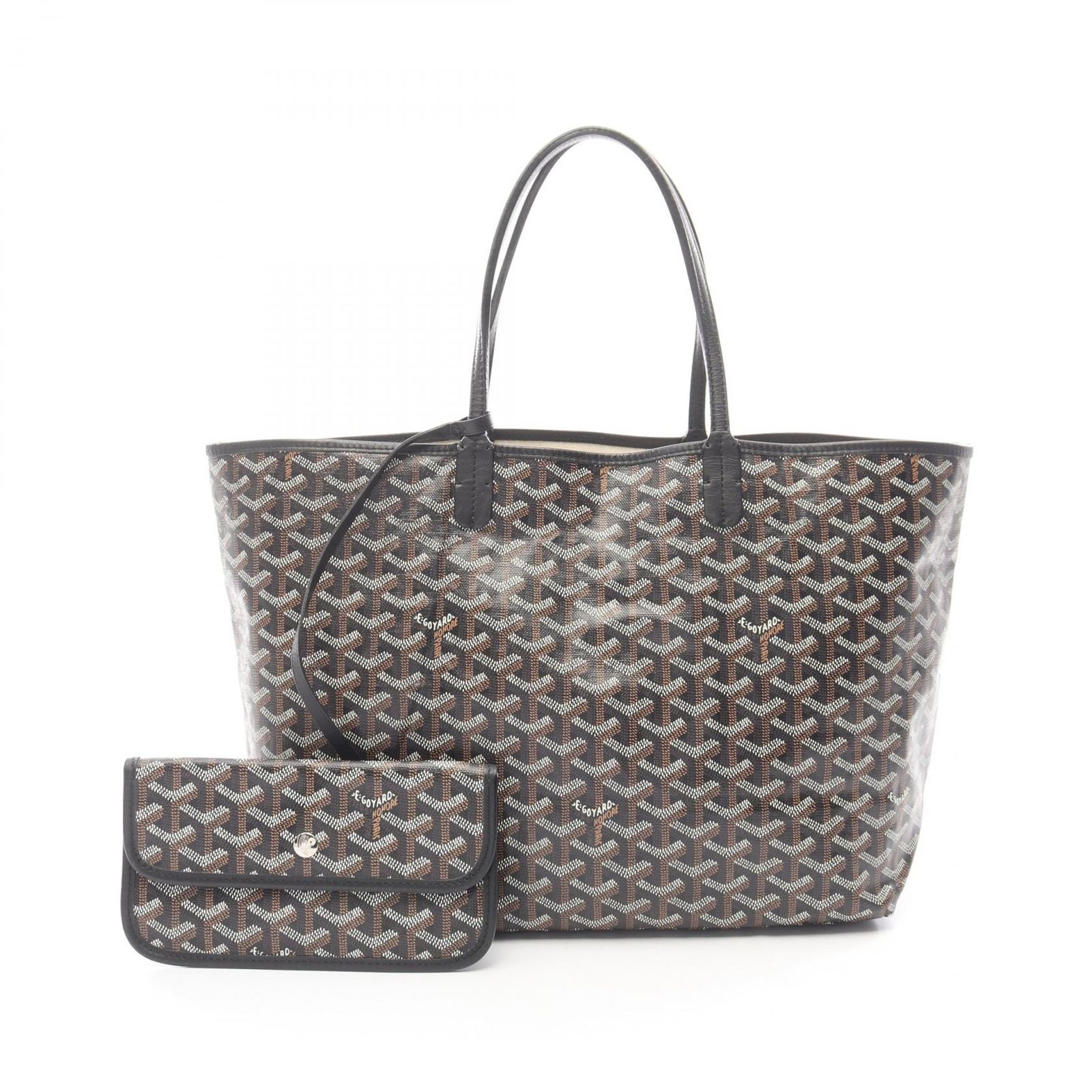 ゴヤール GOYARD トートバッグ サンルイPM ブラウン PVCコーティングキャンバス レザー サンルイPM レディース Used B