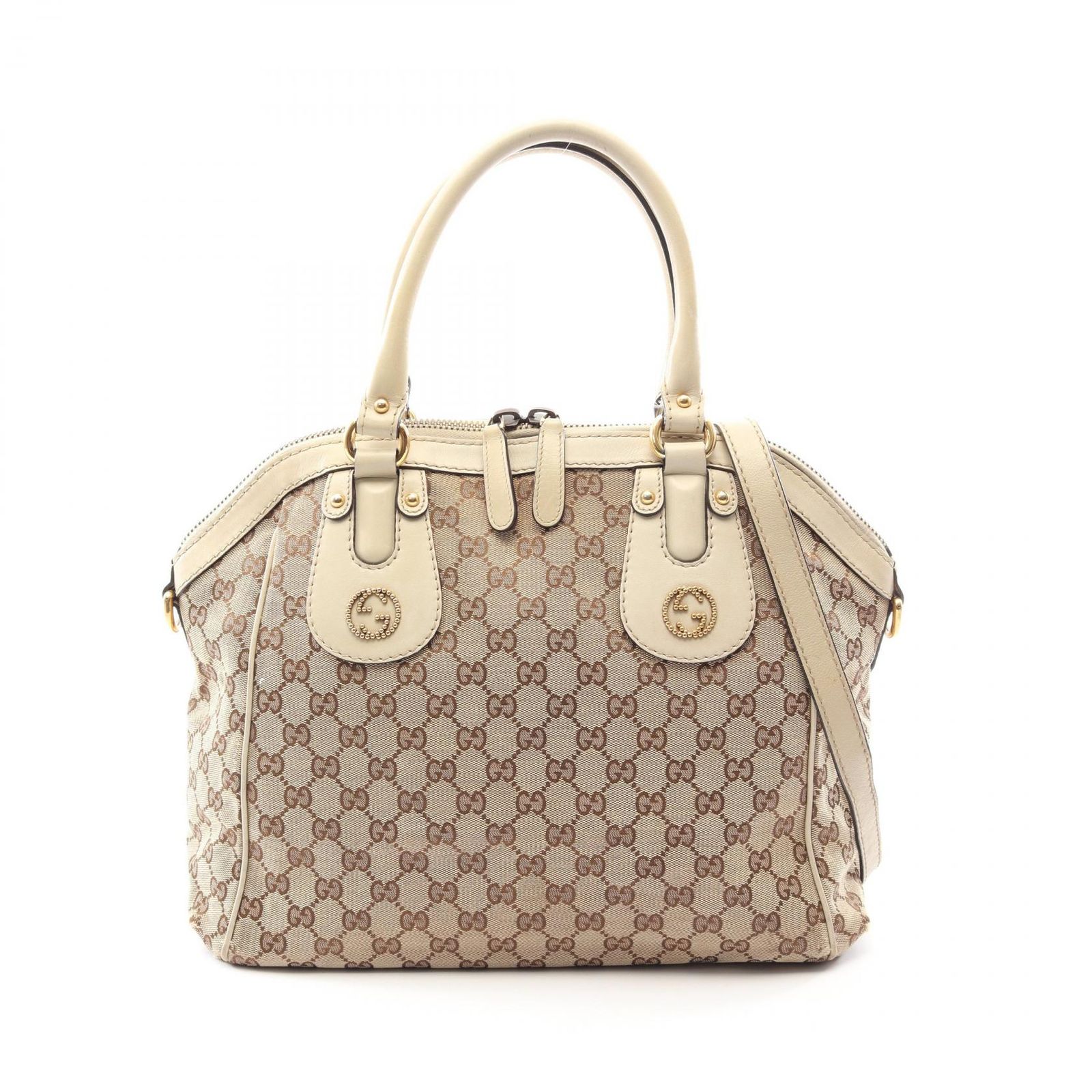 グッチ GUCCI ハンドバッグ スカーレット GGキャンバス 2WAY 282299 ベージュ/アイボリー PVCコーティングキャンバス レザー スカーレット 2wayハンド レディース Used B