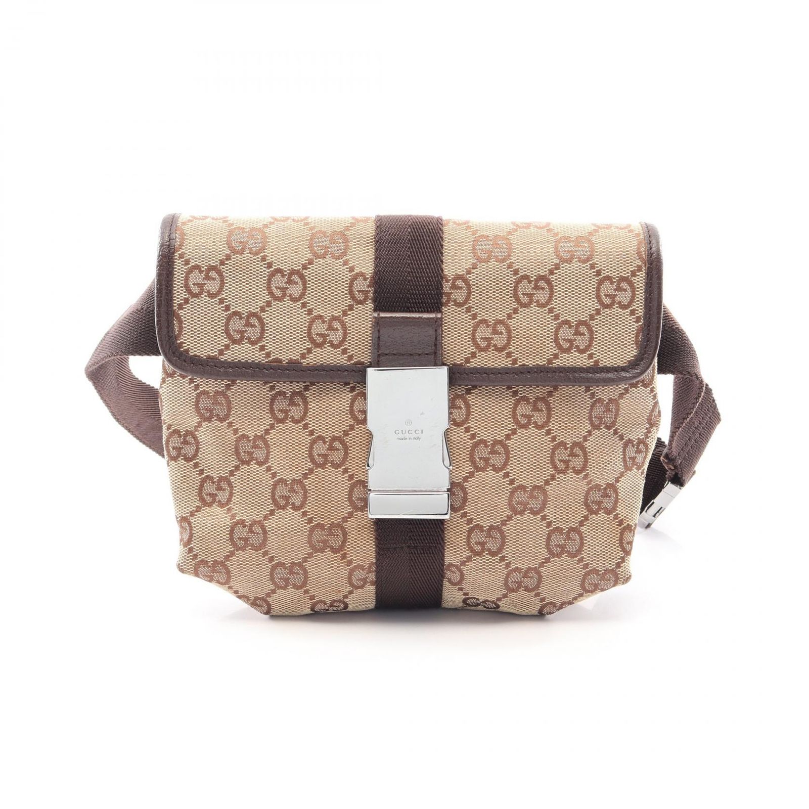 グッチ GUCCI ウエストバッグ ボディバッグ GGキャンバス 131236 ベージュ/ダークブラウン キャンバス レザー ウエストバッグ レディース Used B
