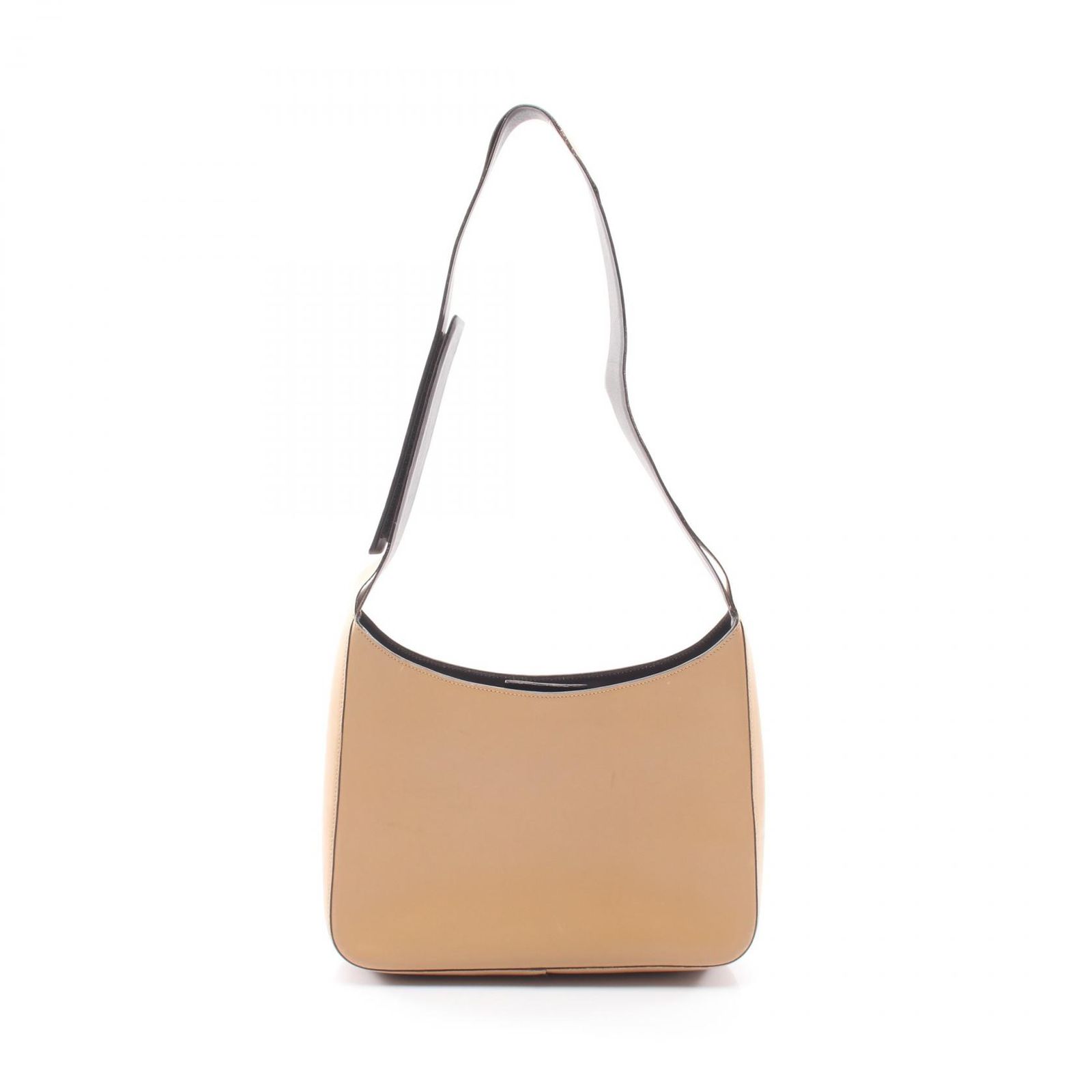 プラダ PRADA ショルダーバッグ ベルクロストラップ ベージュ レザー ワンショルダー レディース Used B