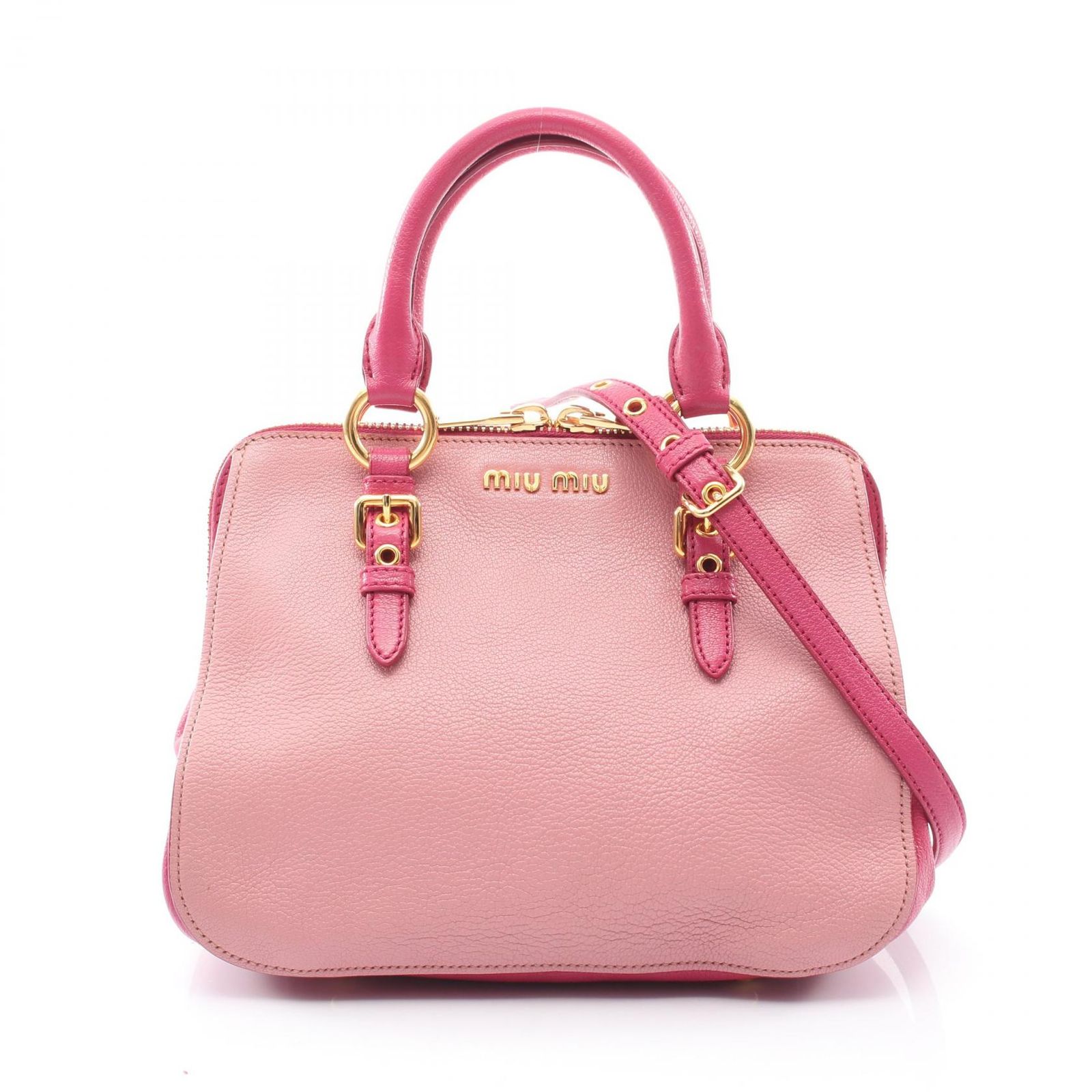 ミュウ ミュウ Miu Miu ハンドバッグ MADRAS マドラス 2WAY ピンク レザー マドラス 2wayショルダー レディース Used B
