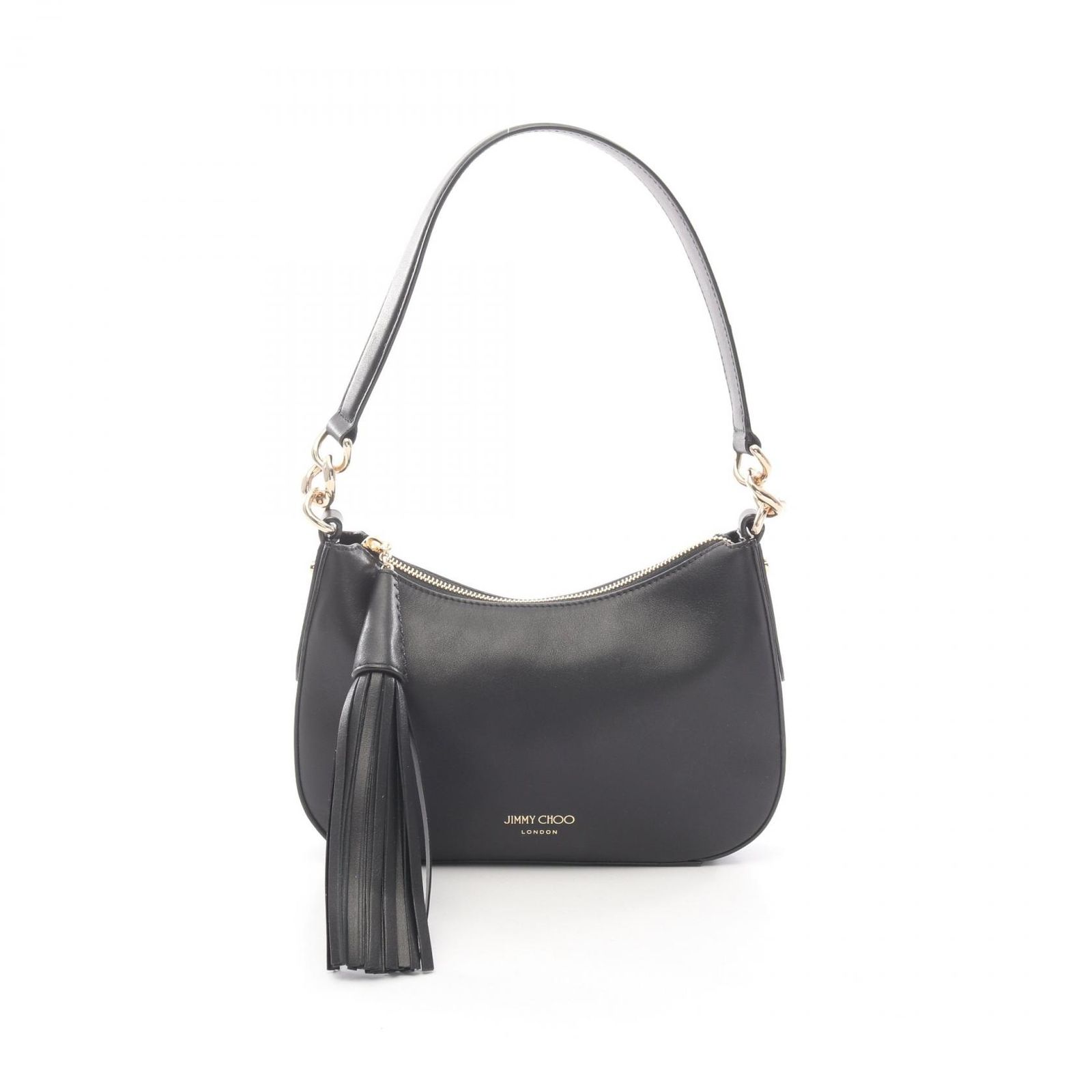 ジミーチュウ JIMMY CHOO ショルダーバッグ ブラック レザー ハンドバッグ レディース Used A