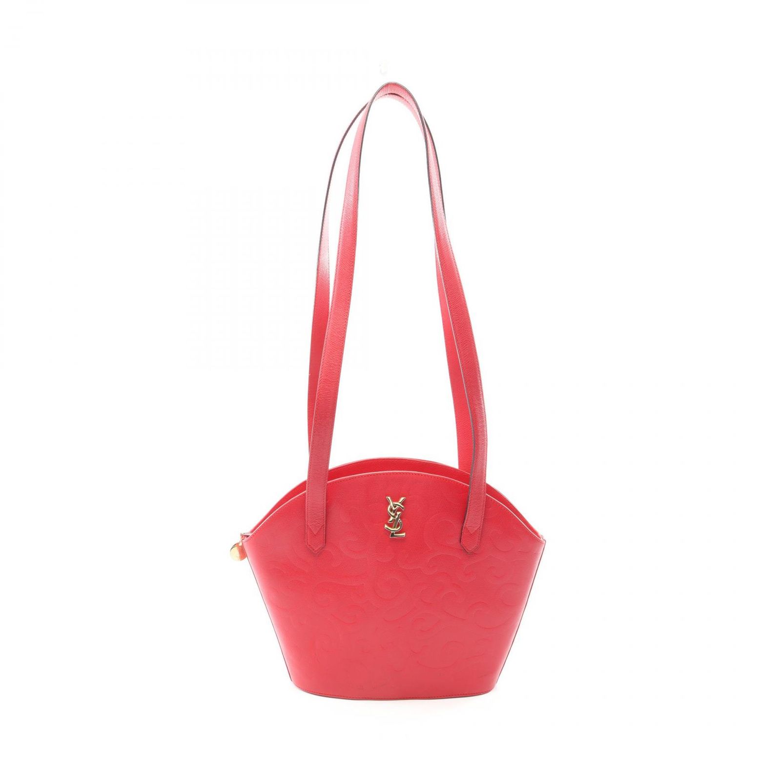 イヴ・サンローラン YVES SAINT LAURENT ショルダーバッグ 唐草模様 レッド レザー 唐草模様 ショルダー レディース Used B