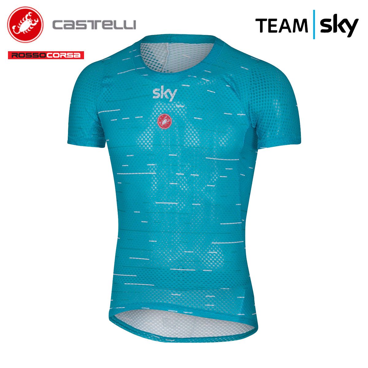＜超メルカリ市＞＜スーパーSALE＞★☆早い者勝ち!【新品】CASTELLI 7095 TEAM SKY PRO MESH SHORT SLEEVE カステリ チームスカイ プロ メッシュ 半袖ベースレイヤー