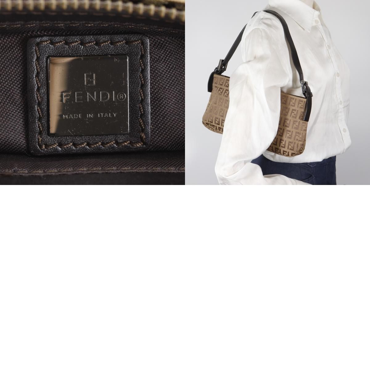 FENDI】フェンディ ズッキーノ ナイロンキャンバス 茶 レディース 