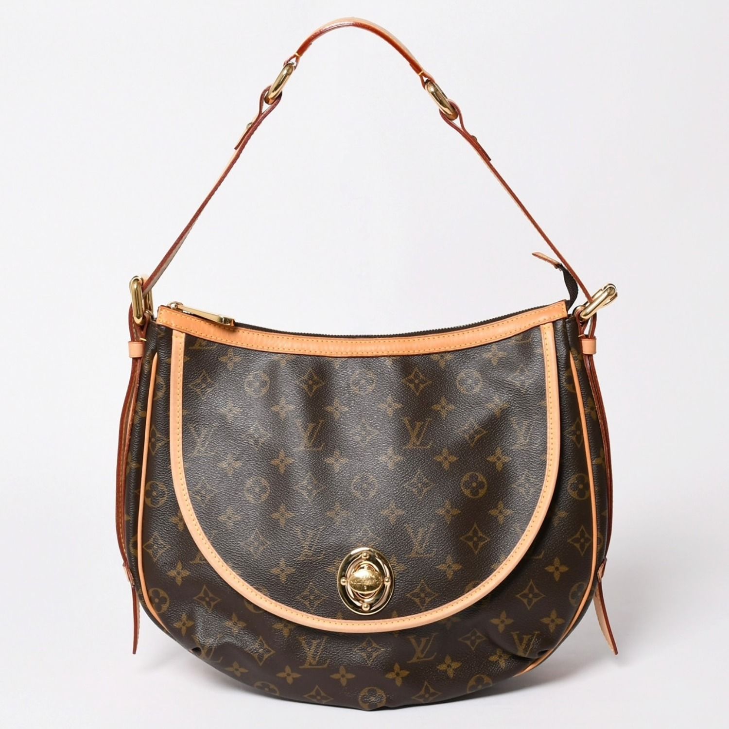極美品 LOUIS VUITTON ルイヴィトン トゥラムGM ショルダーバッグ M40075 モノグラム ブラウン ゴールド金具 中古 4a003681