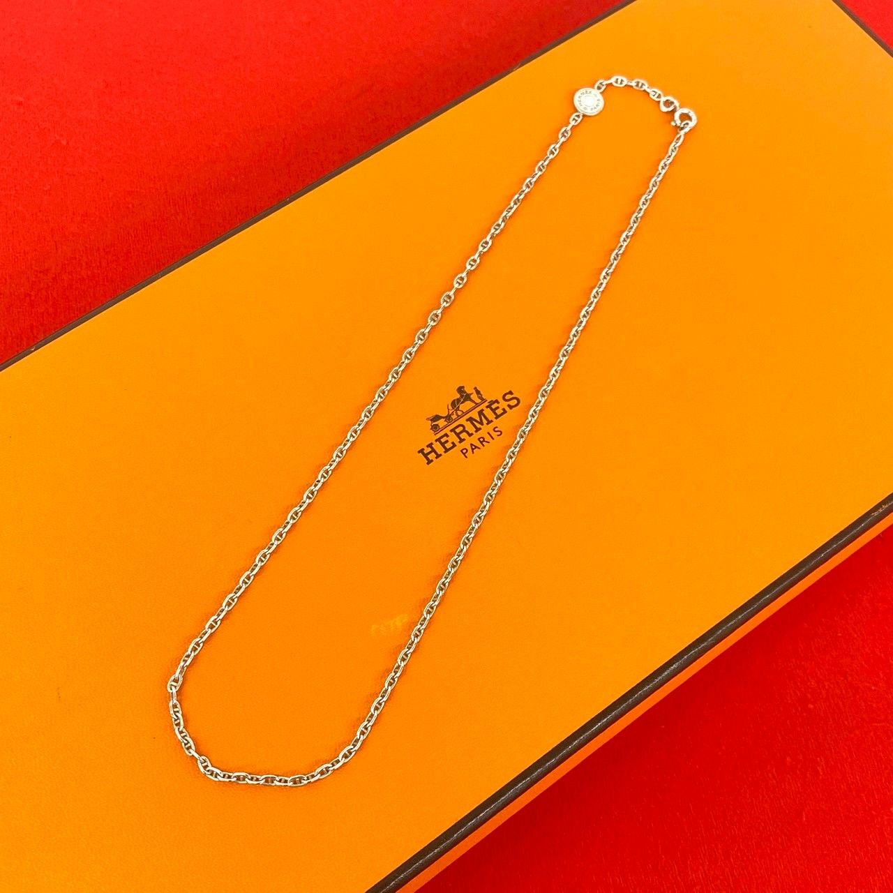 極 美品 HERMES エルメス シェーヌダンクル セリエ ネックレス シルバー925 チェーン アクセサリー シルバー 28692