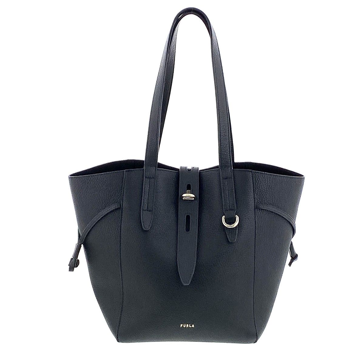 Furla フルラ NET レザー トートバッグ レディース レザー ブラック 中古