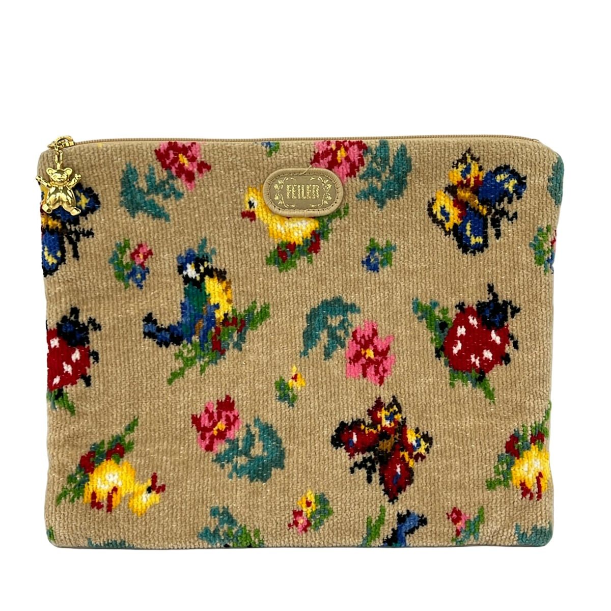 FEILER(フェイラー) ポーチ美品 - ベージュ×ダークイエロー×マルチ ハイジ