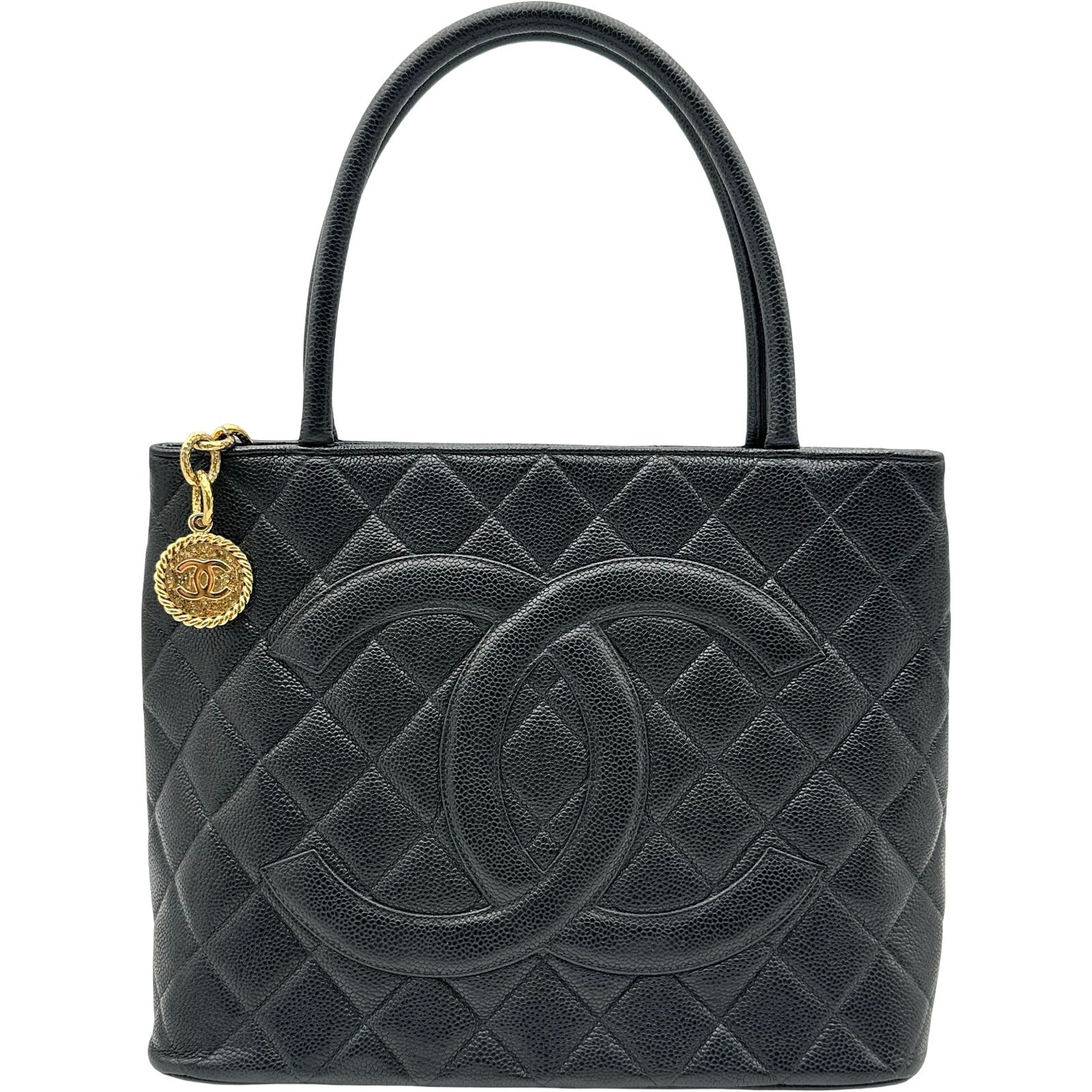 シャネル CHANEL 復刻トート A01804 6番台 ブラック ゴールド金具 キャビア レディース トートバッグ