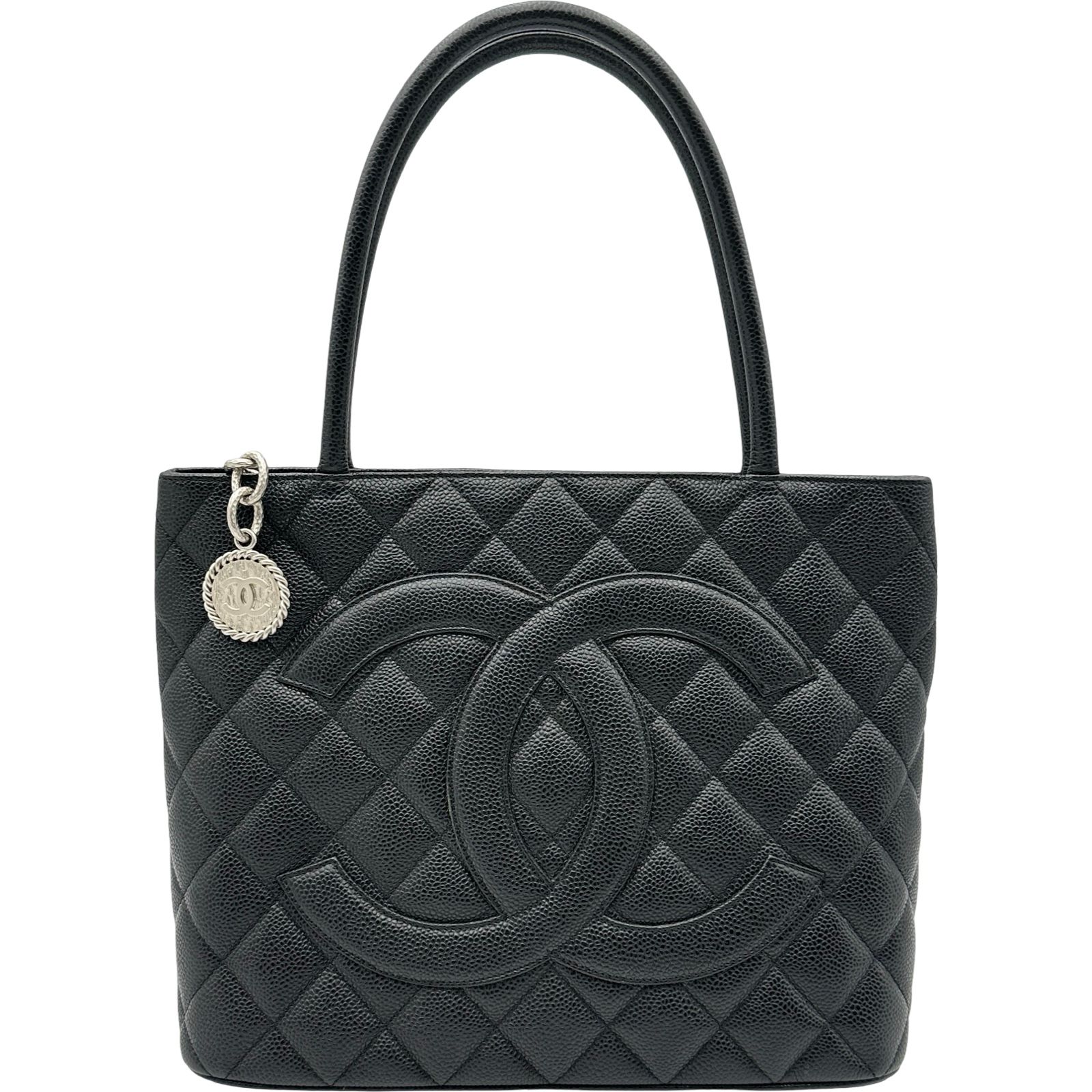 シャネル CHANEL 復刻トート A01804 6番台 ブラック シルバー金具 キャビア レディース トートバッグ