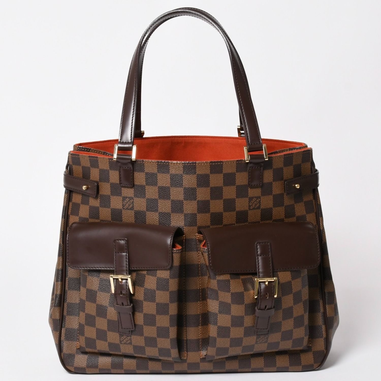 極美品 LOUIS VUITTON ルイヴィトン ダミエ ユゼス ブラウン トートバッグ N51128 ダミエキャンバス ゴールド金具 中古 4a003465