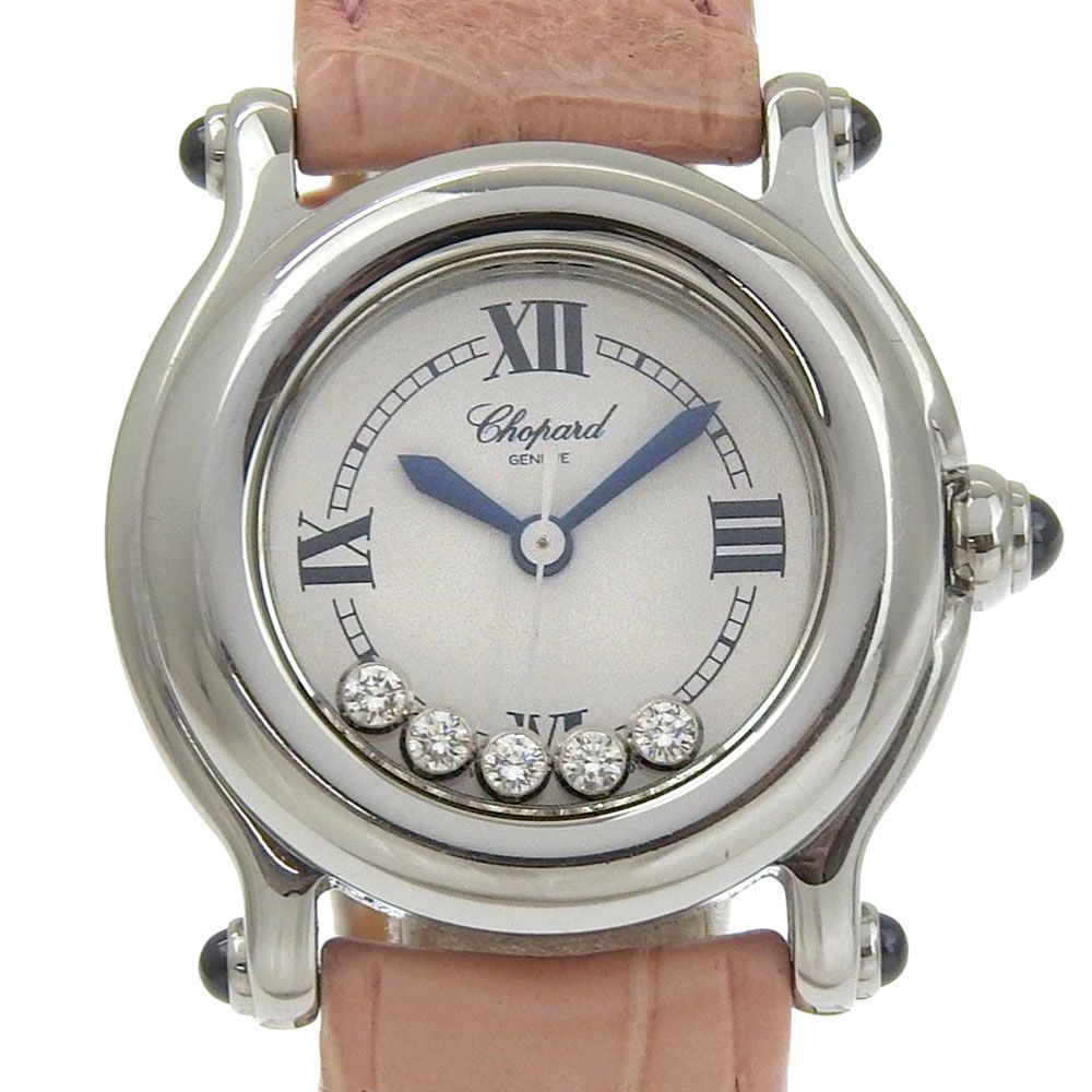 【Chopard】ショパール ハッピースポーツ 27/8245-23 ステンレススチール×ダイヤモンド×クロコダイル クオーツ アナログ表示 レディース 白文字盤 腕時計