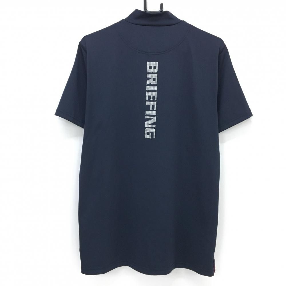 新品未使用 BRIEFING GOLF半袖ハイネックシャツ紺Mサイズ 超美品】ブリーフィング 半袖ハイネックシャツ ネイビー×白 フロント