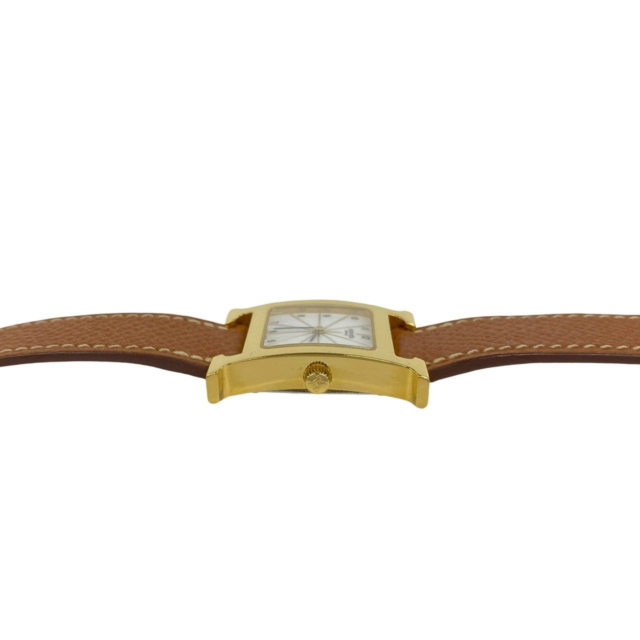 稼働品 極 美品 箱付き HERMES エルメス Hウォッチ GP レザー 本革 
