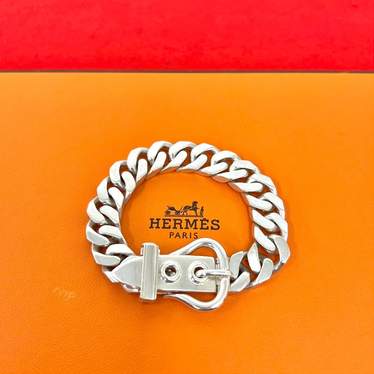 極 美品 HERMES エルメス ブックルセリエ MM ブレスレット シルバー925 