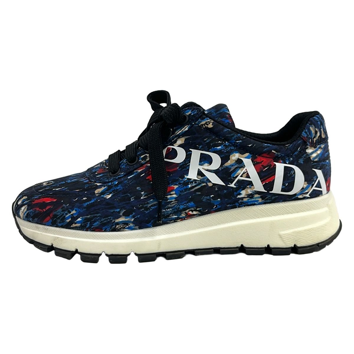 PRADA(プラダ) スニーカー 37.5 レディース - ネイビー×レッド×マルチ インソール取外し可