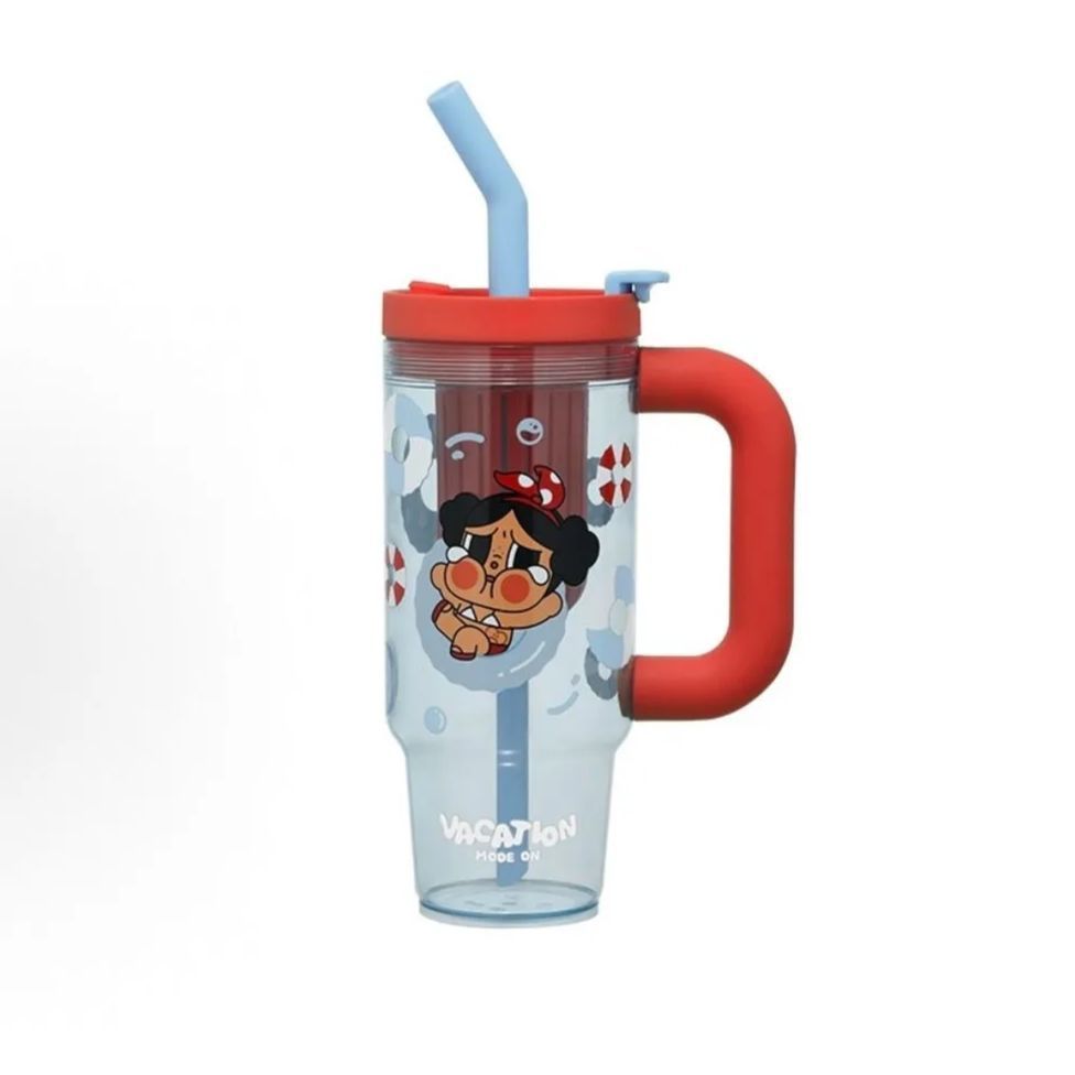 POP MART CRYBABY Vacation Mode On ストロータンブラー 1200ml 大容量 ドリンクボトル 水筒 海外限定