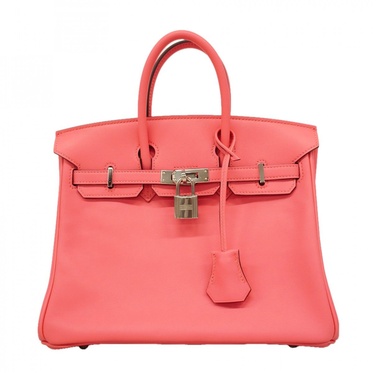 【6fa1215】エルメス ハンドバッグ バーキン25 スイフト ローズアザレ シルバー金具 A刻印【中古】レディース