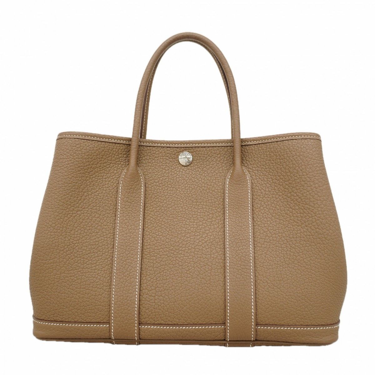 【6fa1218】エルメス トートバッグ ガーデンパーティTPM カントリー エトゥープ シルバー金具 Z刻印【中古】レディース