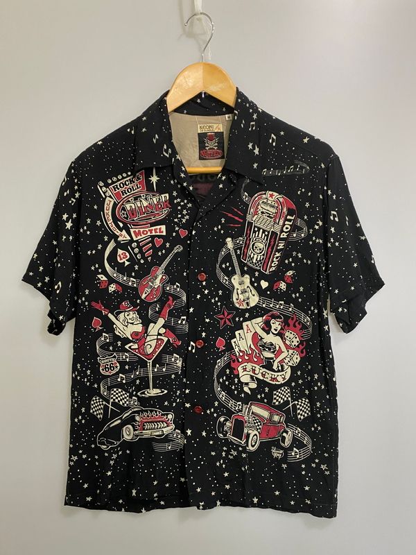 KEONI OF HAWAII ケオニオブハワイ ROCK ＆ROLL VOODOO S/S SHIRT SS36209 ショートスリーブシャツ 半袖シャツ トップス 【145-260609-yn-19-min】