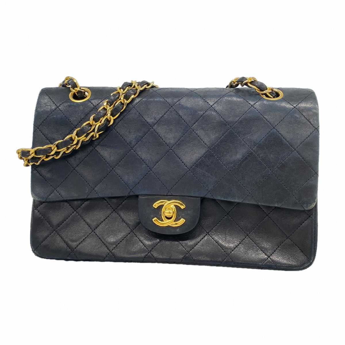 【6fa1307】シャネル ショルダーバッグ マトラッセ ラムスキン ブラック ゴールド金具【中古】レディース