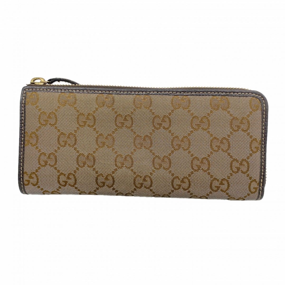 【6fa1308】グッチ 長財布 GGキャンバス 268917 キャンバス ブラウン ゴールド金具【中古】レディース